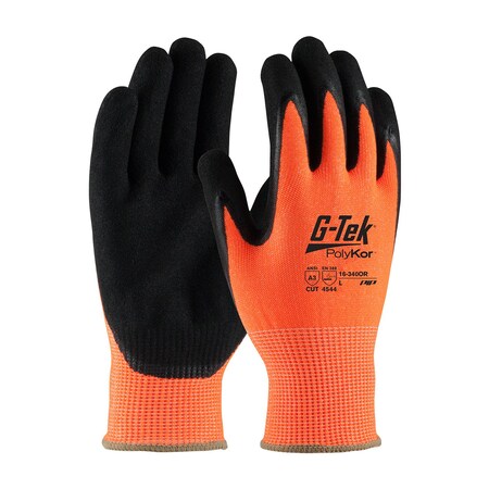 Pip Hi-Vis Seamless Knit PolyKor Blended Glove with Double-Dipped Nitrile Coated MicroSurface Grip, 12PK 16-340OR/M